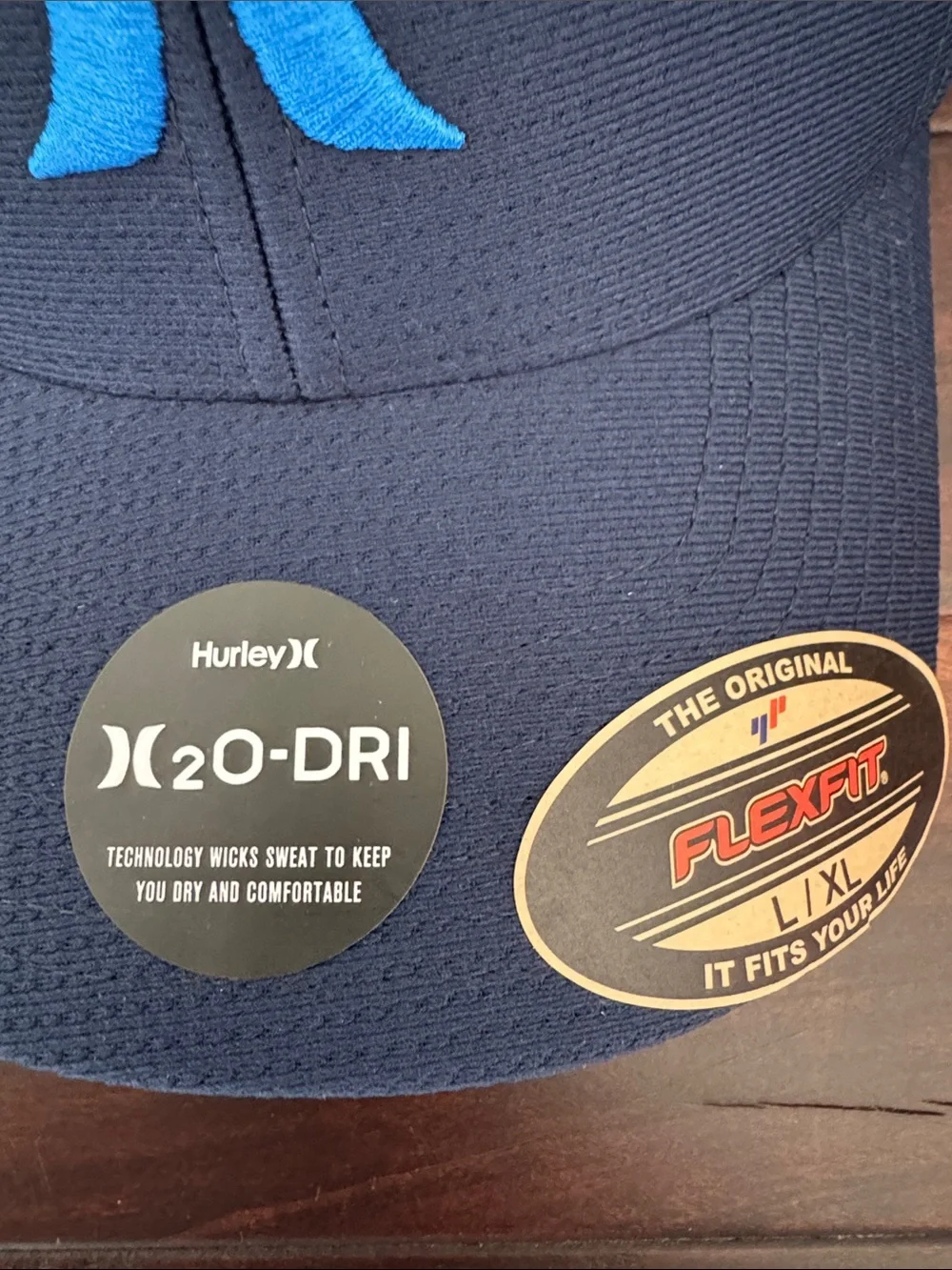 Hurley Blue Solid Stretch-Fit Moisture Wicking Baseball Cap Hat Men’s